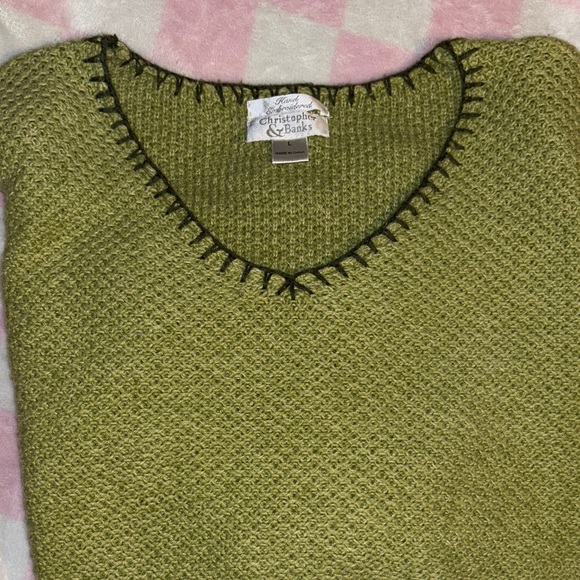 Christopher & Banks Light Green V-Neck Sweater - Picture 9 of 9